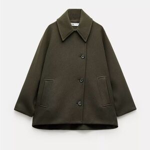 Zara Dark Olive Pea Coat